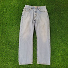 505 LEVI Faded-Thigh Straight Jeans 30x29 (32x30) Stonewash Whiskers Leather-Tab