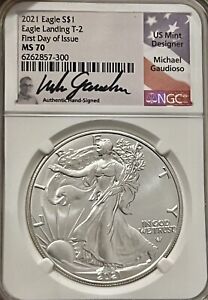 2021 Silver Eagle Type 2 NGC-MS70 First Day of Issue Gaudioso Signature Signed