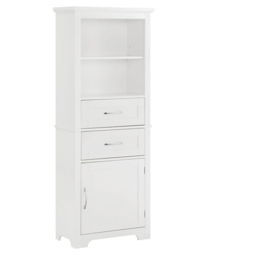 Storage Cabinet Freestanding With Door Open Shelves 2 Drawer For Home Office