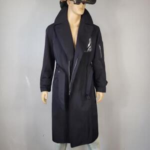 NWT~$875~RANDOM IDENTITIES~SZ L~BLACK BELTED MILITARY STYLE TRENCH COAT JACKET
