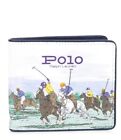 Polo Ralph Lauren Mens Equestrian Print Canvas Leather Billfold Wallet NWT
