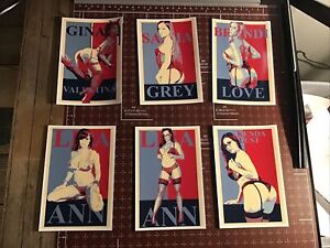 Lisa Ann Kendra Lust Brandi Love Sasha Grey Mini Poster Set 4x6 Sexy Pinup Art