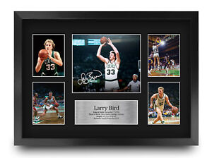 Larry Bird Celtics Gift A3 Framed Signed Autograph Picture for Basketball Fans
