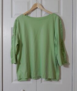 Appleseed's Womans Pullover Lace Insert 3/4 Sleeve Size 2X