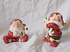 Fitz & Floyd Salt & Pepper Shakers Old World Santa Elves with Candy Canes 1990