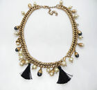Cabi Signed Black South Seas Faux Pearl Tassel Bib Convertible Necklace Bracelet