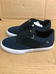 EMERICA THE REYNOLDS LOW VULC YOUTH NAVY/GOLD/WHITE KIDS SIZE 2 SKATE SHOES