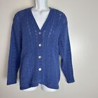 Vintage LL Bean Crochet Knit Cardigan Mother Of Pearl Buttons Womens Large