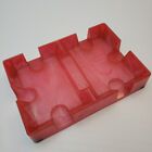 Vintage Double Playing Card Tray Holder Plastic Red Marbled Opaque See Thru