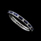 Classic French Cut Baguette Sapphires and Round Diamonds Eternity Band 2.2mm