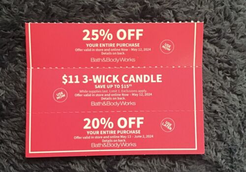 (3) bath and body works coupon Expires May 12, 2024