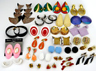 Vintage to Mod 80's All Multi-Color Enamel Earrings Clip-On Pierced Lot of 27
