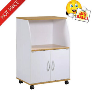 Rolling Microwave Oven Stand Cart Cupboard Storage Cabinet Shelf Toaster Kitchen