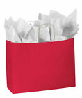 Paper Shopping Bags 100 Glossy Red Retail Gift Merchandise 16” x 6” x 12 ½ 