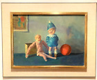 Antique Toy Still-Life Unsigned Framed Oil Painting