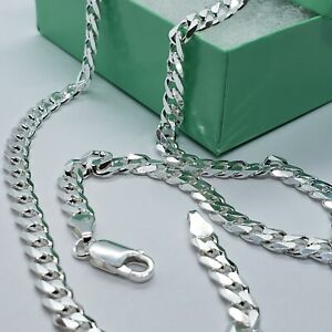 925 Sterling Silver 6mm Cuban Curb Link Chain Necklace Men Women Size 16