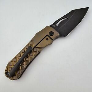 Kansept Loki Folding Knife Bronze Frag Titanium Handle Black S35VN Blade K1058A4