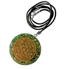 Green Jade Flower of Life Pendant Orgone Energy Copper Orgonite Necklace Reiki