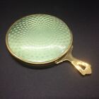 Vintage Made In Western Germany Guilloche Hand Mirror Green