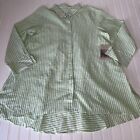 Habitat Clothes to Live In Green Striped Tunic Top Button Large Shirt Women NEW