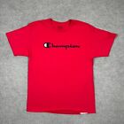Champion T Shirt Mens Size L Red Short Sleeve Crew Neck Logo Casual Adults