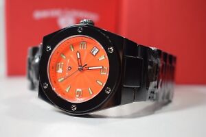 Swiss Legend Women's Ceramic Throttle Orange Textured Dial Watch SL-10054-BKOTSA