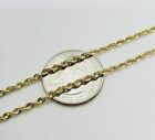 10K Solid Yellow Gold 1.5mm-6mm Diamond Cut Rope Chain Pendant Necklace 16