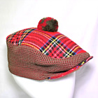 Kenmore Tam O' Shanter Red Tartan Plaid Tammy Hat Cap Made in Scotland One Size