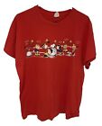Peanuts Gang Christmas T-Shirt Size Mens XL Red Charlie Brown Snoopy Snow Man