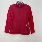 Overland Eva Scarlet Red Cable Knit Wool Blend Fleece Jacket Womens size Small