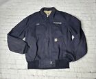Carhartt FRJ020 DNY Flame Resistant Jacket Size Large Blue Navy FR USA Made