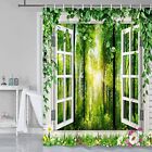 JAWO Nature Shower Curtains for Bathroom Pretty Mountain Trees Forest Scenic ...