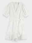 SCOTCH & SODA Women Size XL White Eyelet Broderie Anglaise Wrap Dress