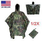 1/2PK Military Woodland Ripstop Wet Weather Raincoat Poncho Camping Hiking Camo