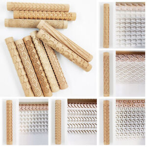 Wooden Texture Roll Relief Rolling Stick Clay Polymer Ceramic Pottery Art Rod x1