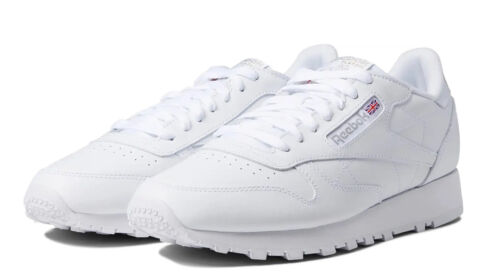 Reebok Classic Leather White White Grey Mens Shoes Fashion Sneakers New