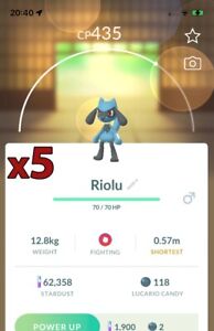 Pokemon TRADE - 5x Riolu Trades ! Good Chance of Lucky and Good IVs!