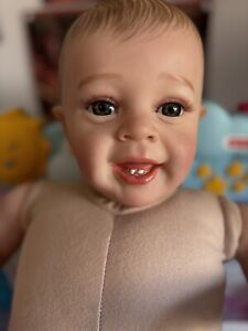 Reborn Baby Hazel Blue Eyes Realistic Yannik? Doll Painted Hair Eyelashes Cloth