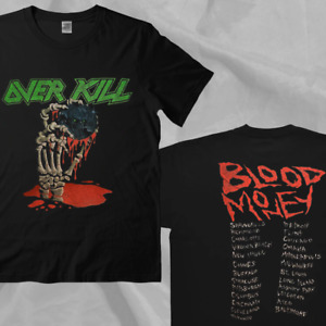 Overkill Band Blood Money 90s Tour Black Double Sided T-Shirt