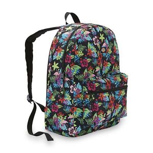 Dickies Student Backpack Tropical Flowers & Flamingos Canvas School Travel Pack