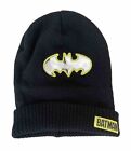 Batman Black & Yellow Beanie Hat Cap Metallic Silver Bat Signal Logo