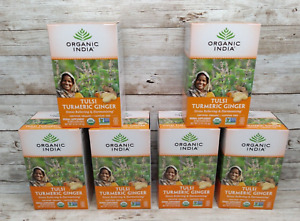 Case of 6 Boxes (108 Total Bags) Organic India Tulsi Turmeric Ginger India Tea