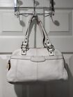 Coach Penelope Ivory Pebbled Leather Tote Handbag F14686 Inner Zips Snap Button