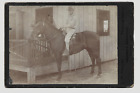 1900's ~CUBA CABINET CARD PHOTO~COLUMBIA BARRACKS/CAVALRY SOLDER ON HORSEBACK