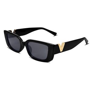 Black Small Rectangle Sunglasses For Women Trendy Y2K Rectangular Sunglasses