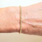 3mm 14k Solid Gold Yellow or Rose Ball Bead Stretch Bracelet - Stack Laying