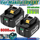 2PCS For Makita 18V Battery 8000mAh LXT BL1830 BL1860 BL1850 Bl1815 Bl1835 NEW