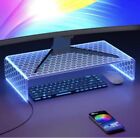 Acrylic Computer Monitor Stand Riser - With LED USB Powered Changing Color Light