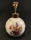 Vintage Irice Perfume Bottle Atomizer Porcelain Hand Painted Rose Guilloche top
