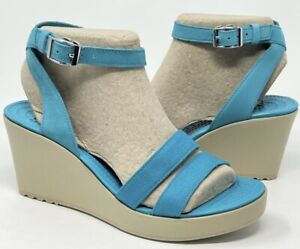 Crocs Leigh Wedge Sandal Turquoise/Natural Women's size 8 NEW